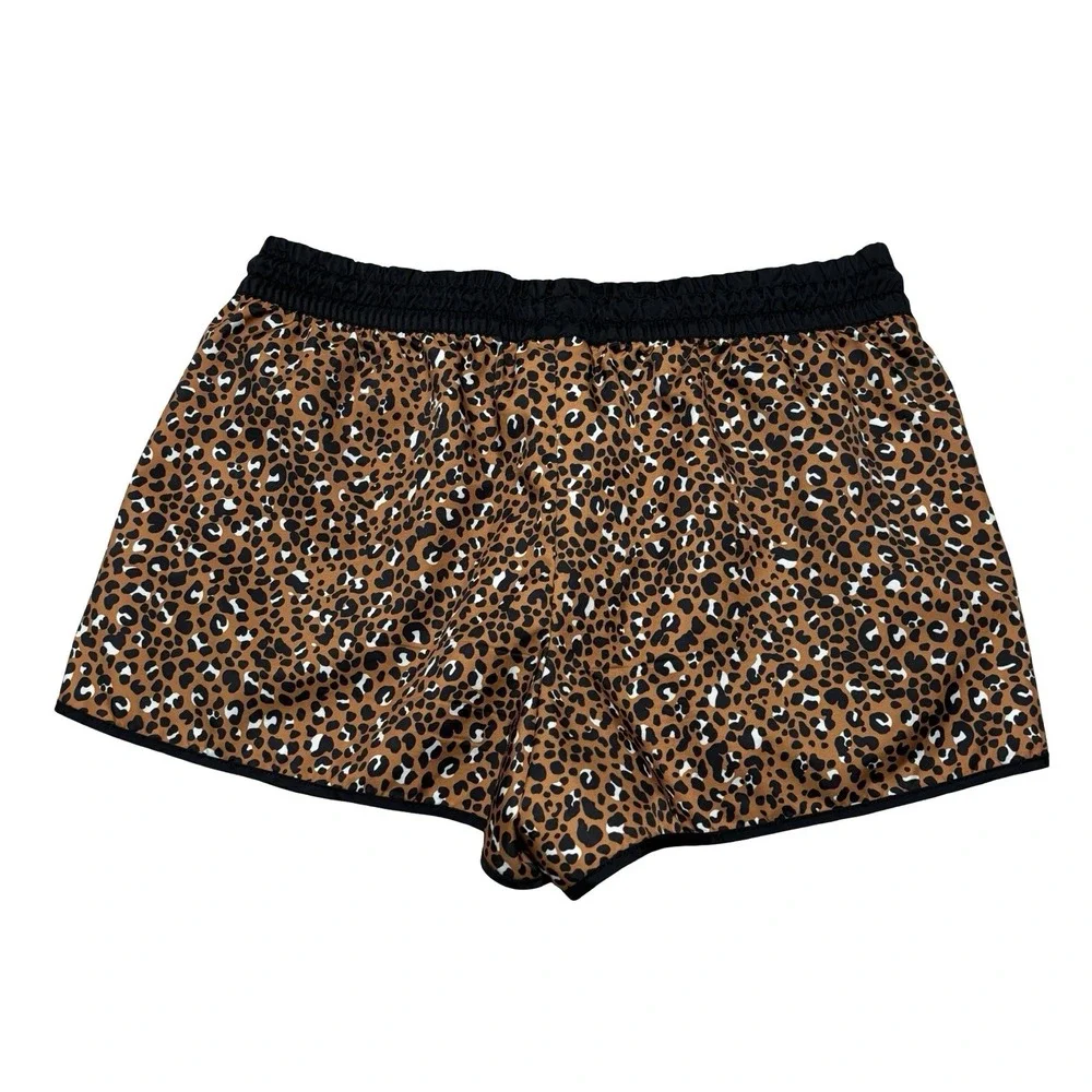 Nike Running Shorts Women's L Brown Leopard 3 Inseam Lined Animal Print Athletic